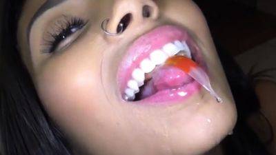 Hungry woman devours goldfish at dawn - Vore Fish - drtuber