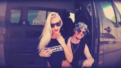 Lia Louise & her busty teen friend get wild in a car with naughty bus head - sexu.com