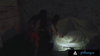 Kristen Scott - April Snow and Kristen Scott get naughty in abandonedooky building - sexu.com
