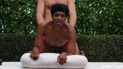 Afro beauty tries endless white dick from behind in backyard casting sessions - xbabe.com