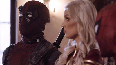 Ryan Driller - Busty MILF craves both Deadpool and Spider man for merciless anal DP - xbabe.com